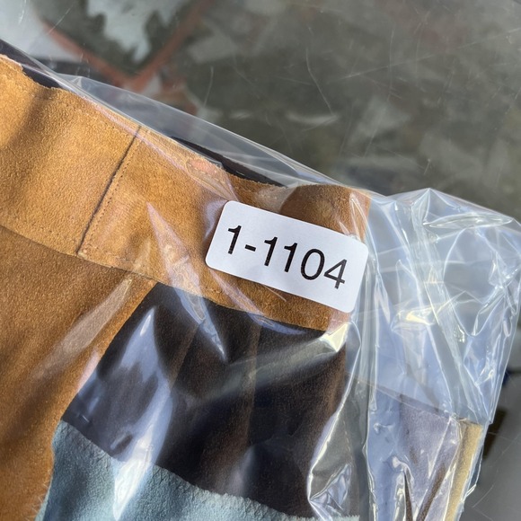 Vintage Patchwork Suede Skirt Womens Medium Multicolor A-Line Bohemian Pockets - Picture 7 of 7